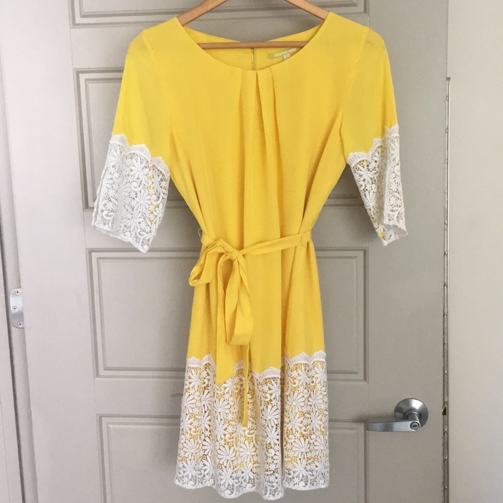 Gianni Bini Yellow Lace Detail Dress